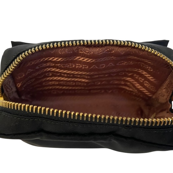 Authentic Prada Bow Pouch Black w/ Gold Hardware Zipper Closure Key Cles Pouch - Picture 11 of 11